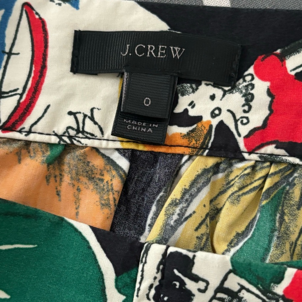 J. CREW POSTCARD SPAIN PRINTED NOVELTY MIDI SKIRT SZ 0 - Picture 7 of 8